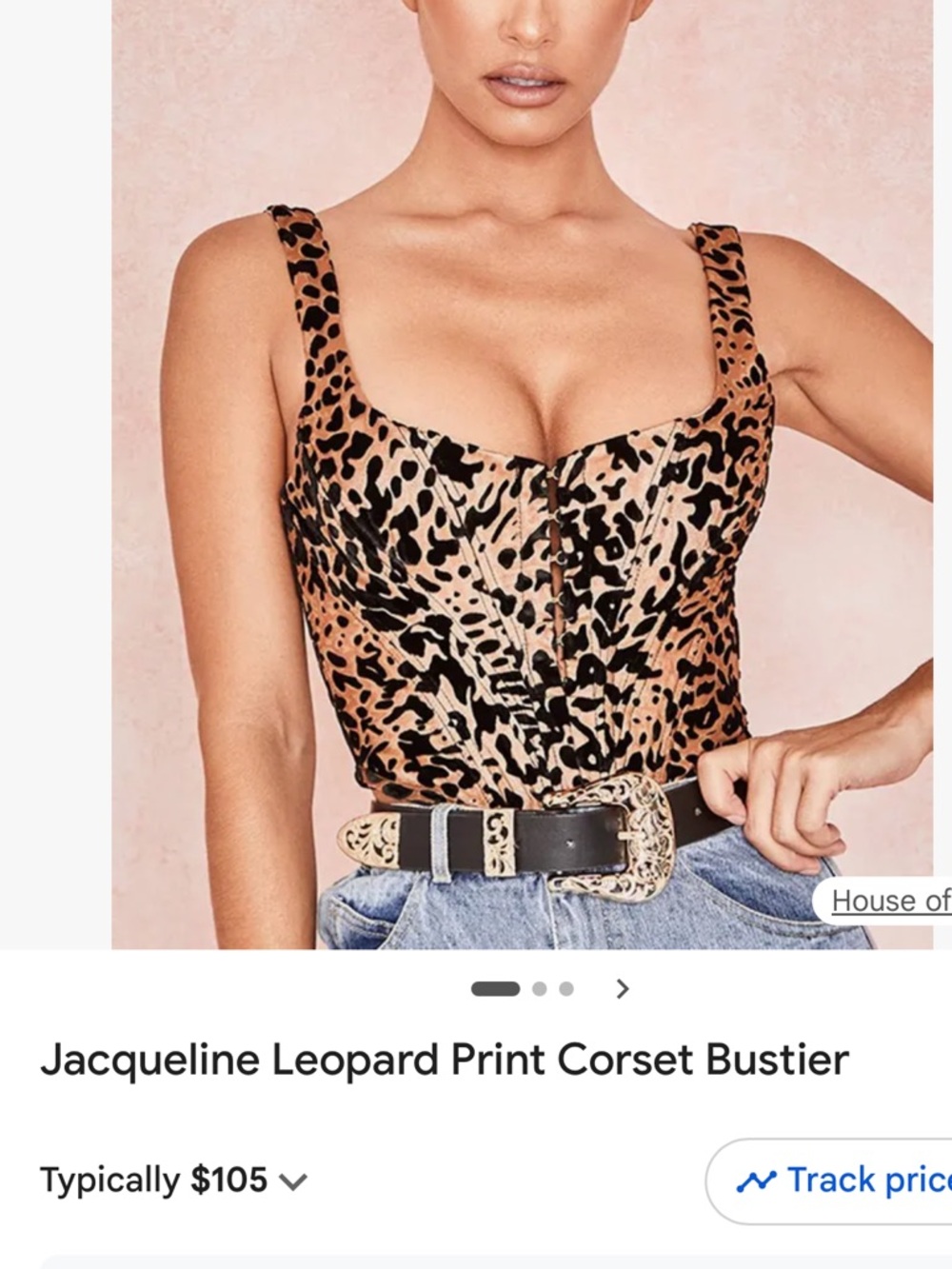 House of CB Leopard Print Corset Bustier in Tan and Black. Worn once!